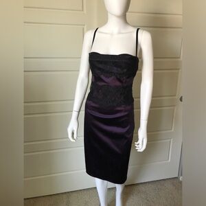 Vintage size 44 Dolce & Gabbana dress Purple Satin and Black Lace